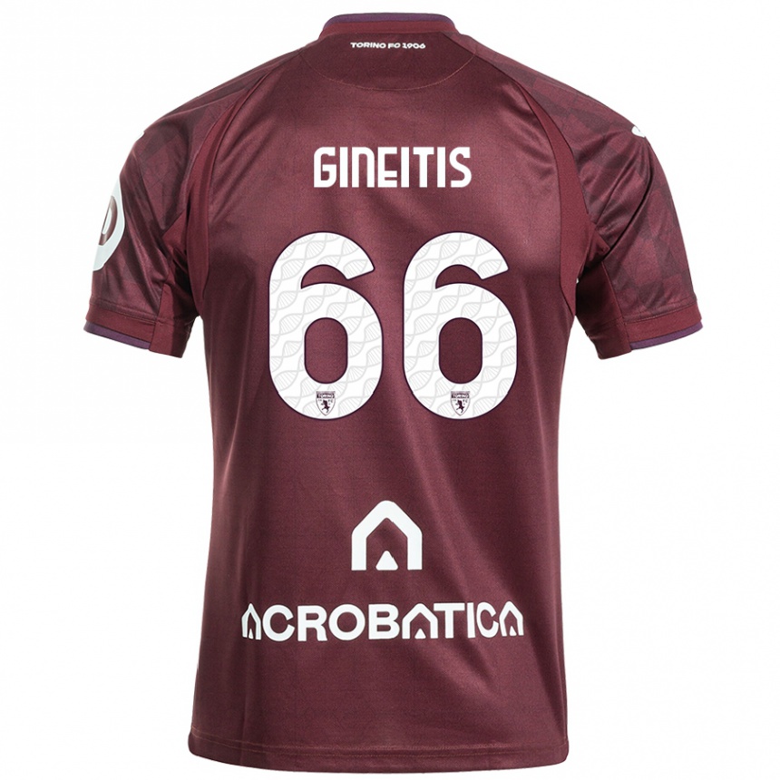 Kids Football Gvidas Gineitis #66 Maroon White Home Jersey 2024/25 T-Shirt Nz