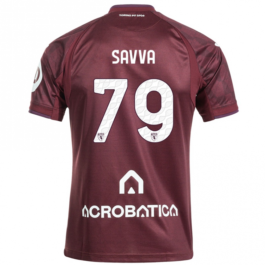 Kids Football Zanos Savva #79 Maroon White Home Jersey 2024/25 T-Shirt Nz