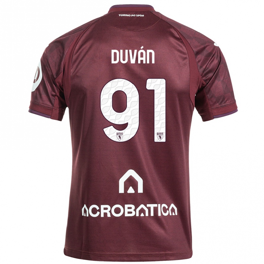 Kids Football Duván Zapata #91 Maroon White Home Jersey 2024/25 T-Shirt Nz