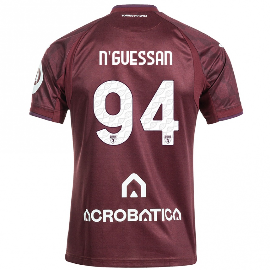 Kids Football Ange Caumenan N'guessan #94 Maroon White Home Jersey 2024/25 T-Shirt Nz