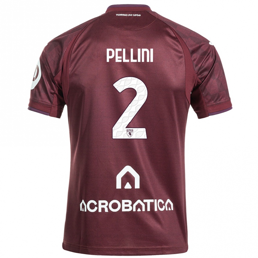 Kids Football Mattia Pellini #2 Maroon White Home Jersey 2024/25 T-Shirt Nz