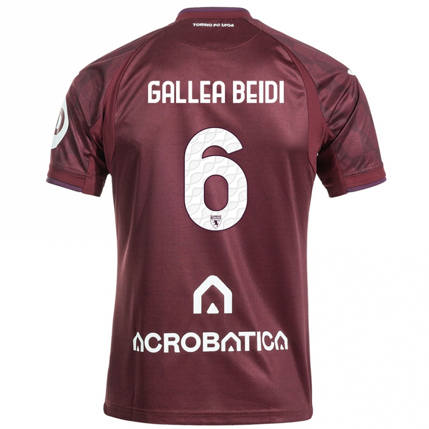 Kids Football Francesco Gallea Beidi #6 Maroon White Home Jersey 2024/25 T-Shirt Nz