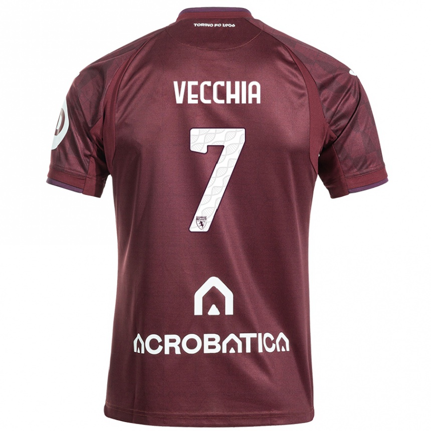 Kids Football Marco Dalla Vecchia #7 Maroon White Home Jersey 2024/25 T-Shirt Nz