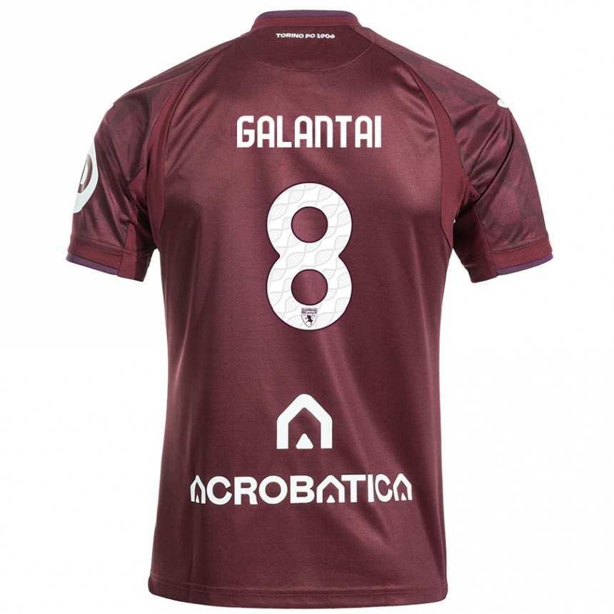 Kids Football Tamás Galántai #8 Maroon White Home Jersey 2024/25 T-Shirt Nz