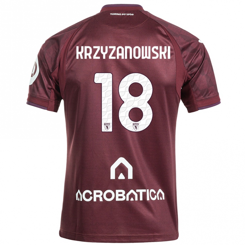 Kids Football Jakub Krzyzanowski #18 Maroon White Home Jersey 2024/25 T-Shirt Nz