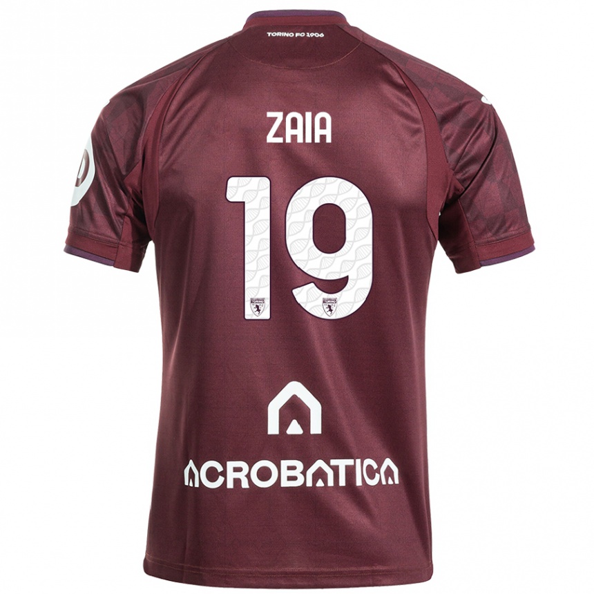 Kids Football Edoardo Zaia #19 Maroon White Home Jersey 2024/25 T-Shirt Nz