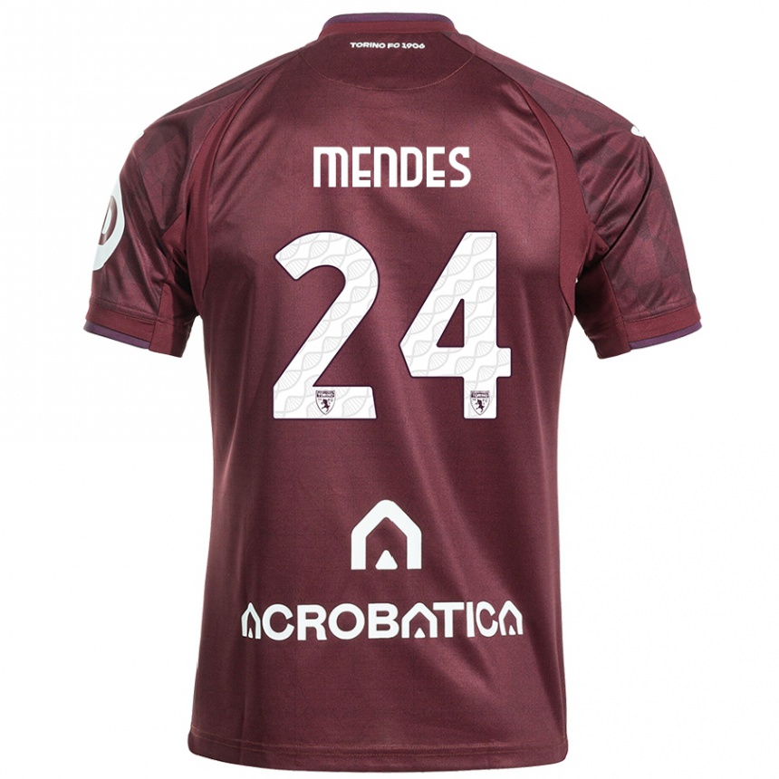 Kids Football Rodrigo Mendes #24 Maroon White Home Jersey 2024/25 T-Shirt Nz