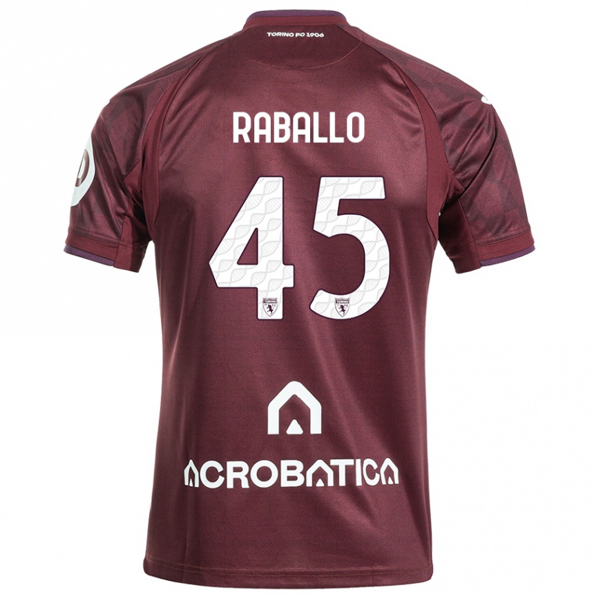 Kids Football Alessio Raballo #45 Maroon White Home Jersey 2024/25 T-Shirt Nz