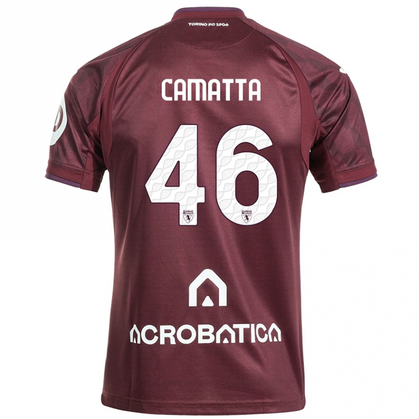 Kids Football Alessandro Camatta #46 Maroon White Home Jersey 2024/25 T-Shirt Nz