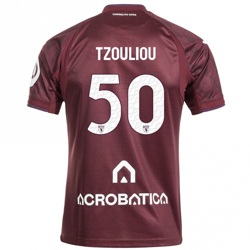 Kids Football Dimitrianos Tzouliou #50 Maroon White Home Jersey 2024/25 T-Shirt Nz