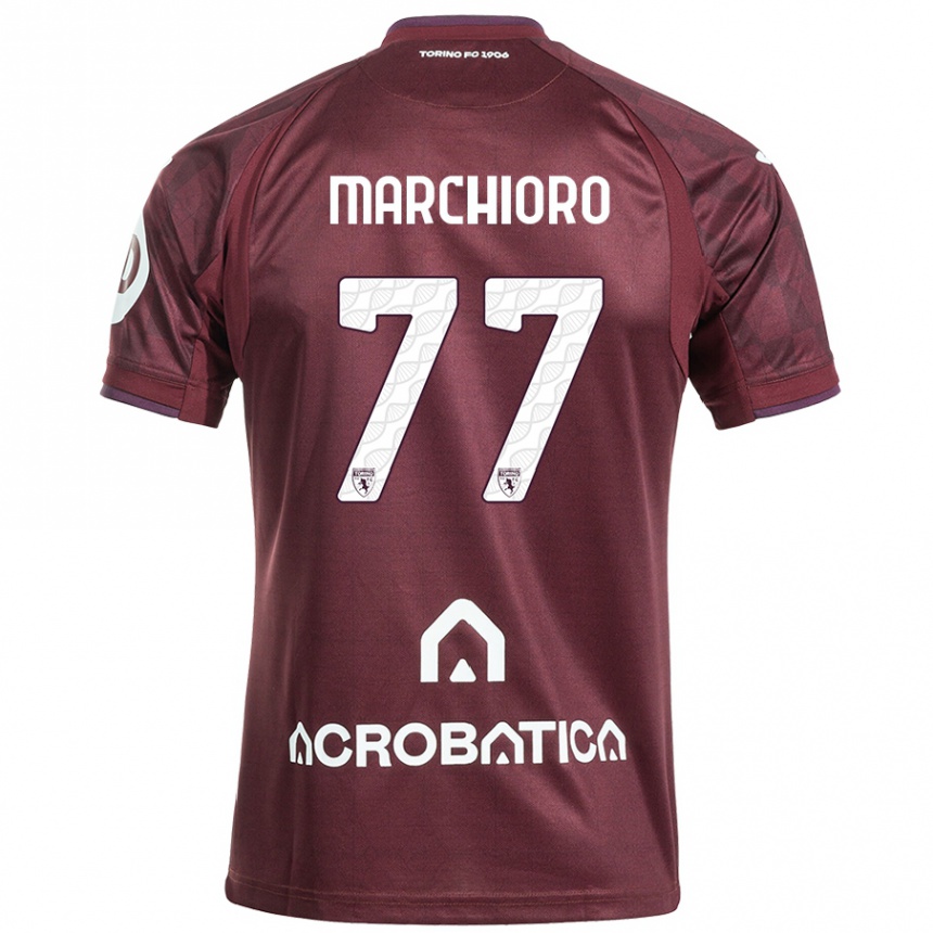 Kids Football Raffaele Marchioro #77 Maroon White Home Jersey 2024/25 T-Shirt Nz