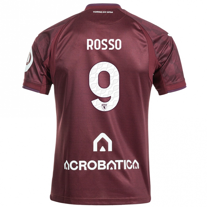 Kids Football Eleonora Rosso #9 Maroon White Home Jersey 2024/25 T-Shirt Nz