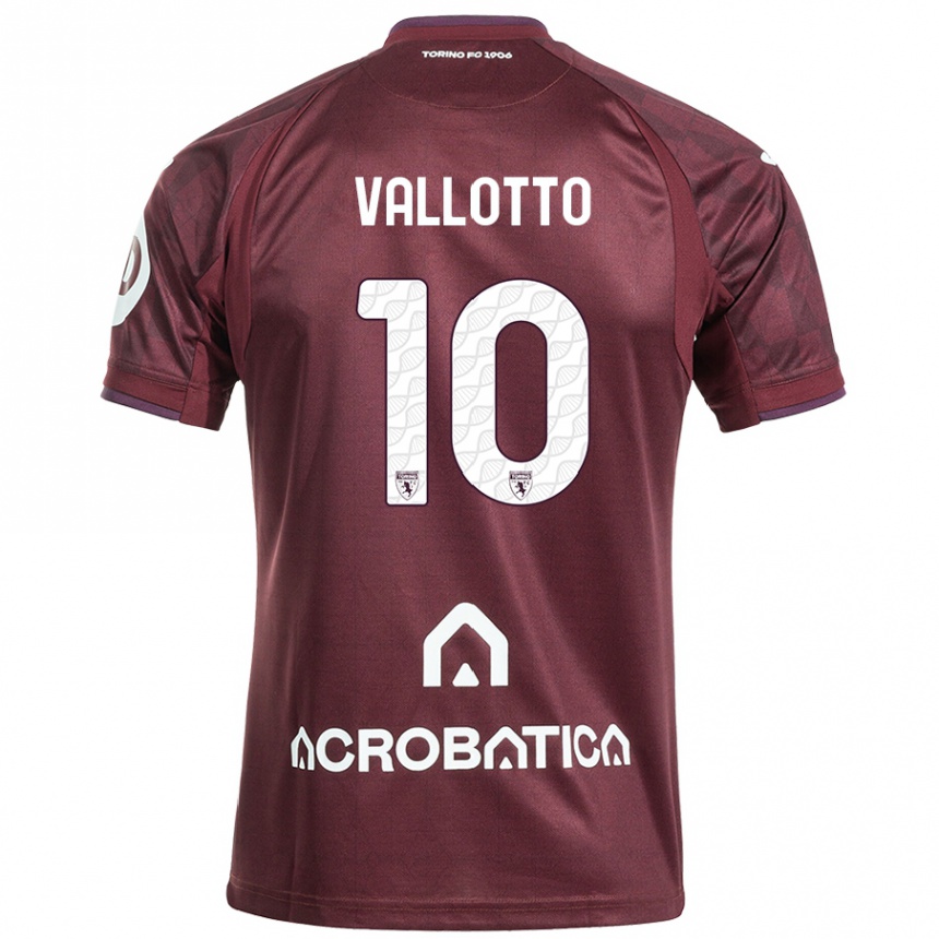 Kids Football Greta Vallotto #10 Maroon White Home Jersey 2024/25 T-Shirt Nz