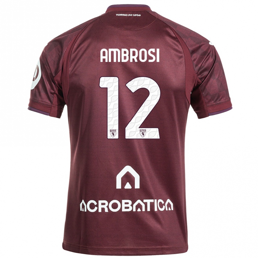 Kids Football Martina Ambrosi #12 Maroon White Home Jersey 2024/25 T-Shirt Nz