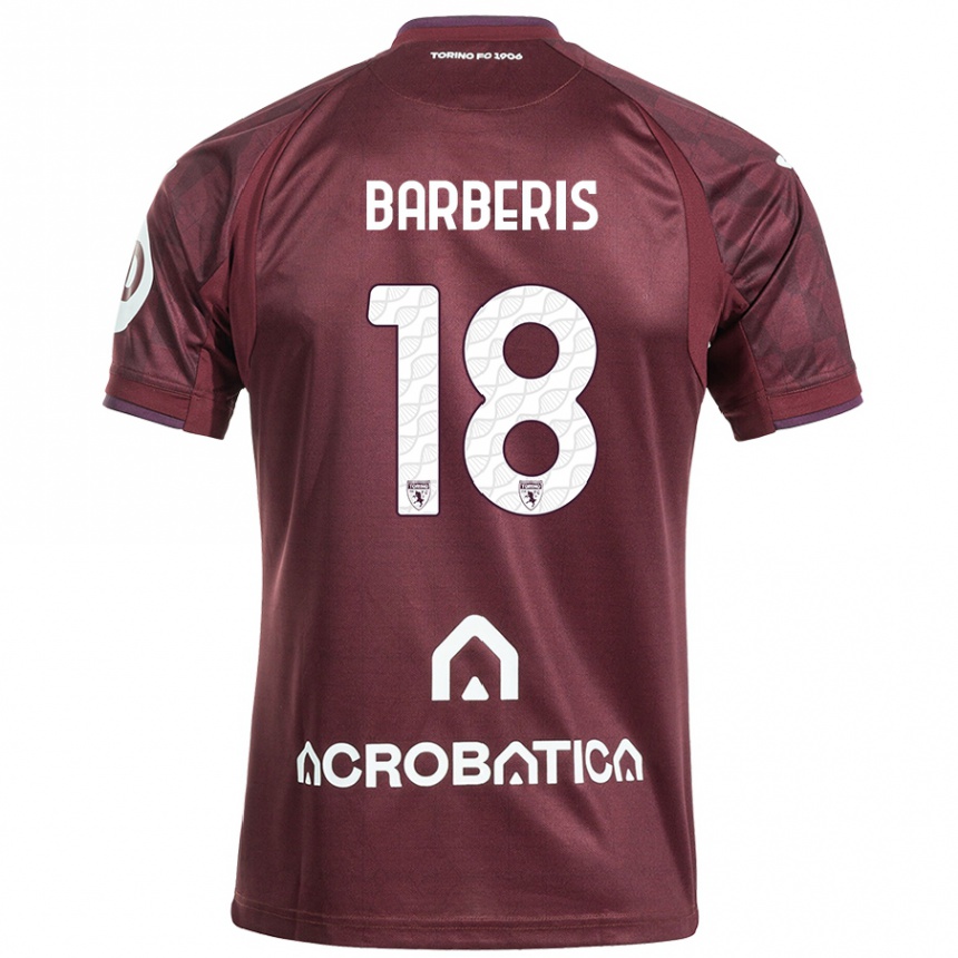 Kids Football Laura Barberis #18 Maroon White Home Jersey 2024/25 T-Shirt Nz