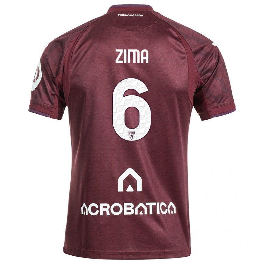 Kids Football David Zima #6 Maroon White Home Jersey 2024/25 T-Shirt Nz