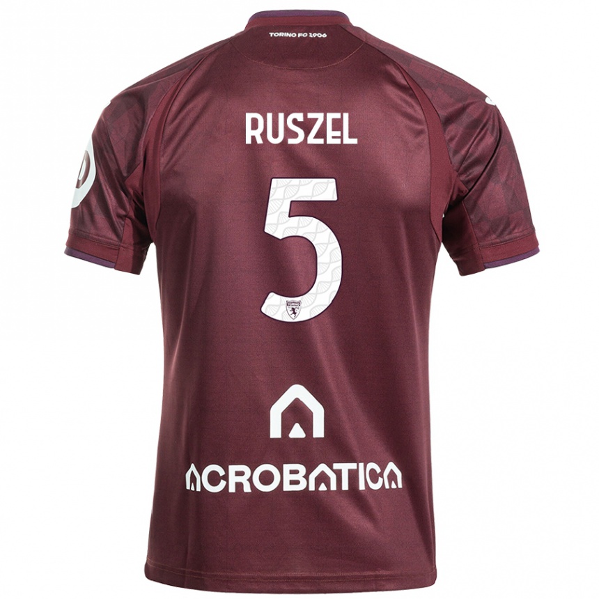 Kids Football Marcel Ruszel #5 Maroon White Home Jersey 2024/25 T-Shirt Nz