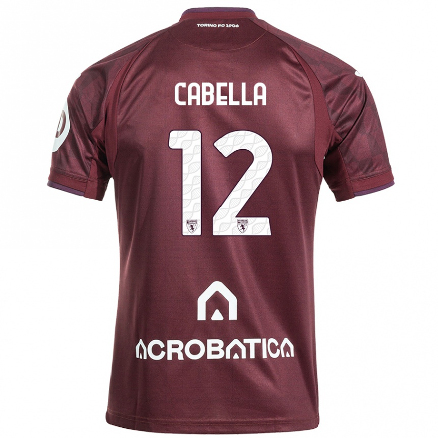 Kids Football Matteo Cabella #12 Maroon White Home Jersey 2024/25 T-Shirt Nz