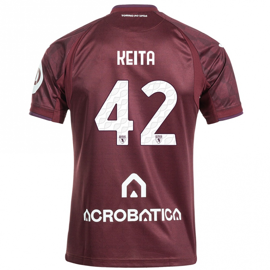 Kids Football Karamoko Keita #42 Maroon White Home Jersey 2024/25 T-Shirt Nz