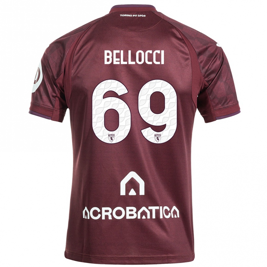 Kids Football Andrea Bellocci #69 Maroon White Home Jersey 2024/25 T-Shirt Nz