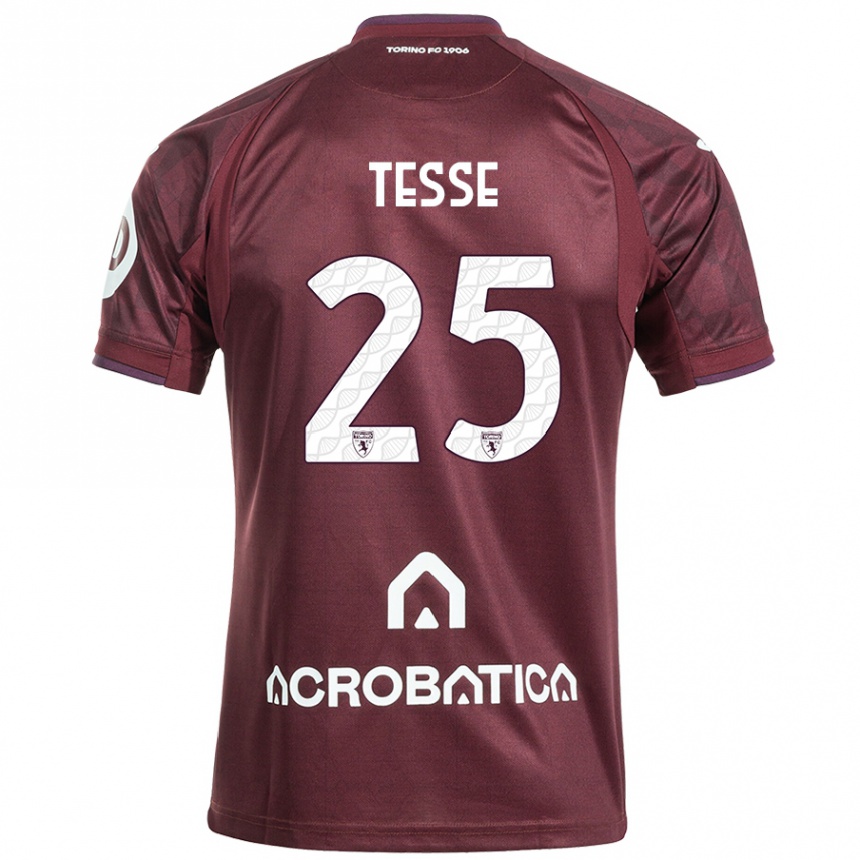 Kids Football Manuela Tesse #25 Maroon White Home Jersey 2024/25 T-Shirt Nz