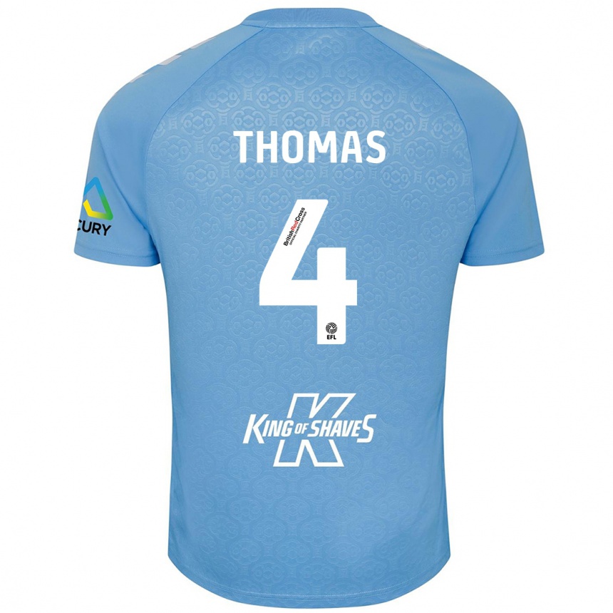 Kids Football Bobby Thomas #4 Blue White Home Jersey 2024/25 T-Shirt Nz