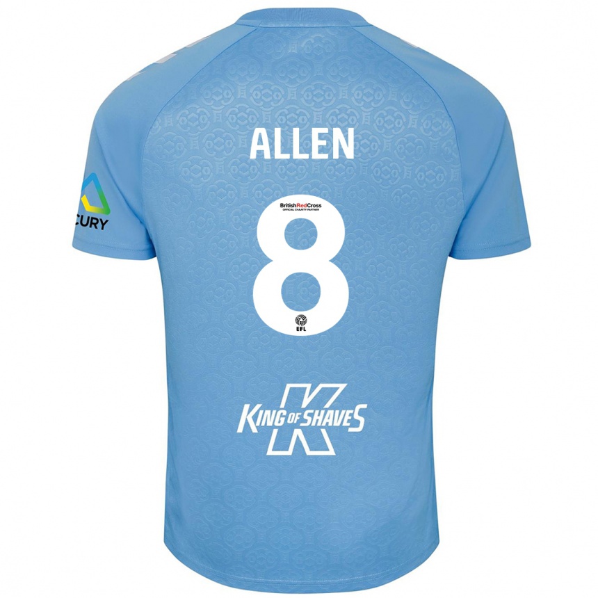 Kids Football Jamie Allen #8 Blue White Home Jersey 2024/25 T-Shirt Nz