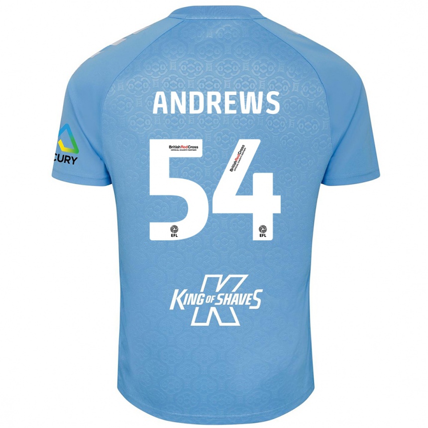 Kids Football Kai Andrews #54 Blue White Home Jersey 2024/25 T-Shirt Nz