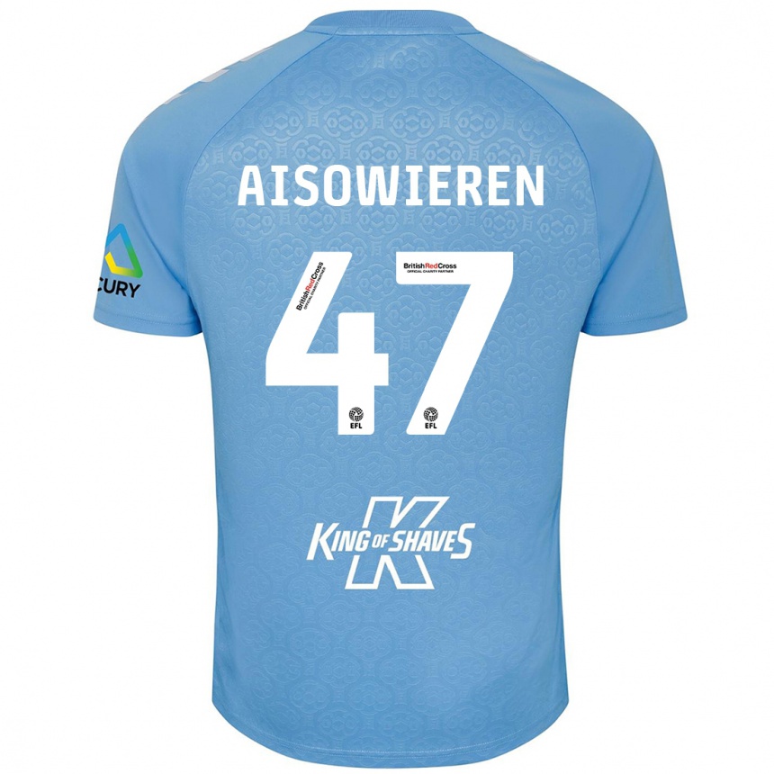 Kids Football Evan Eghosa Aisowieren #47 Blue White Home Jersey 2024/25 T-Shirt Nz