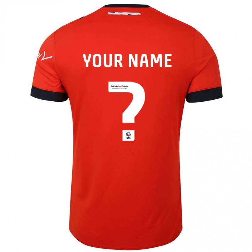 Kids Football Your Name #0 Orange Black Home Jersey 2024/25 T-Shirt Nz