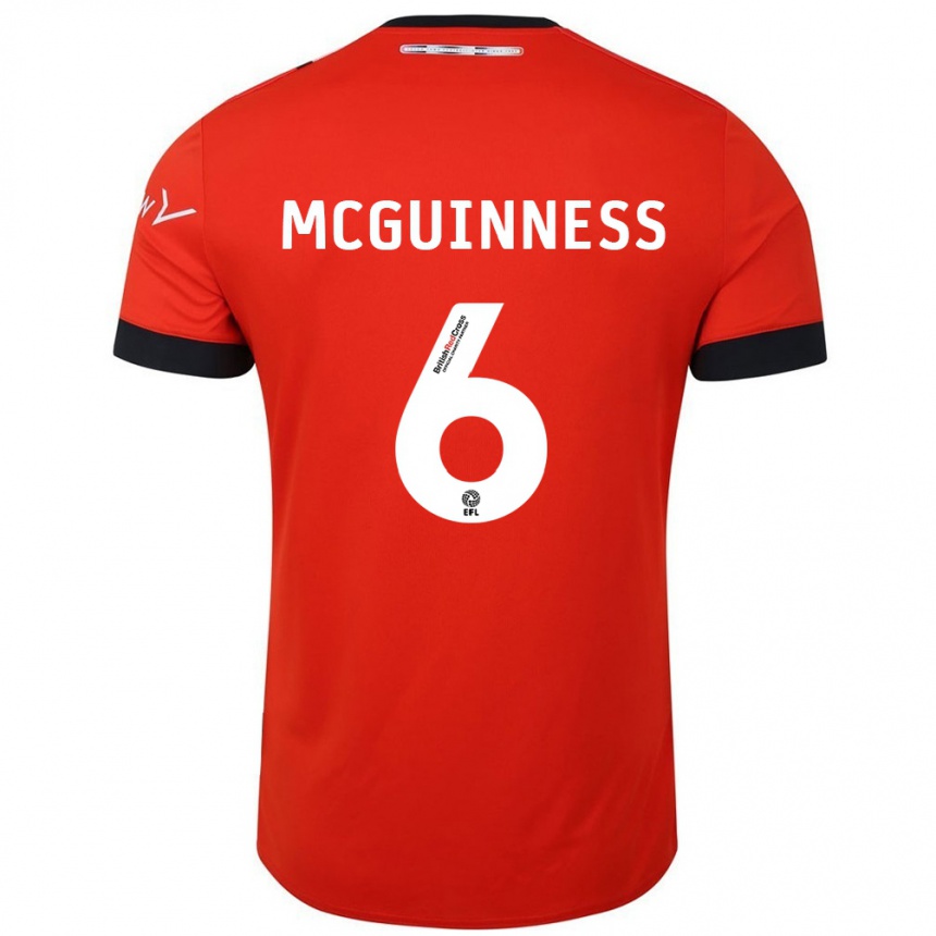 Kids Football Mark Mcguinness #6 Orange Black Home Jersey 2024/25 T-Shirt Nz