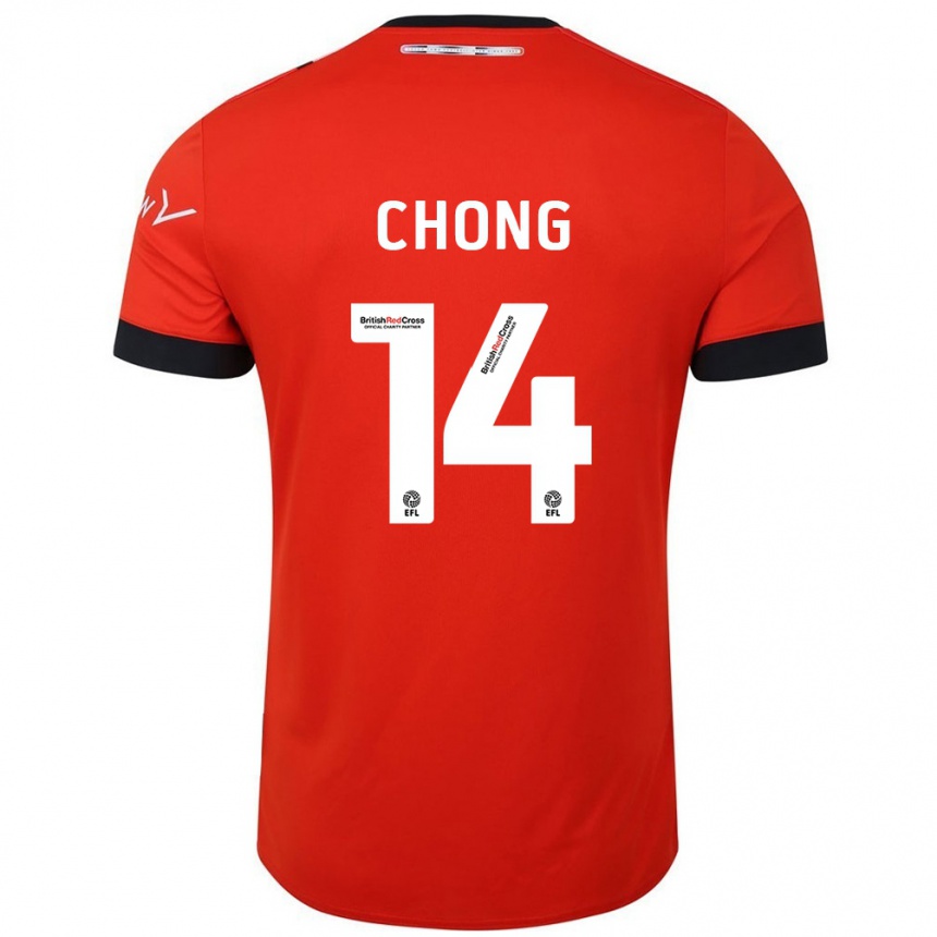 Kids Football Tahith Chong #14 Orange Black Home Jersey 2024/25 T-Shirt Nz