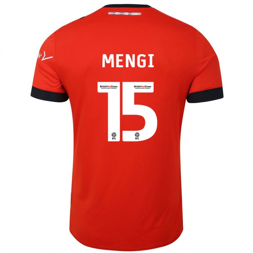 Kids Football Teden Mengi #15 Orange Black Home Jersey 2024/25 T-Shirt Nz