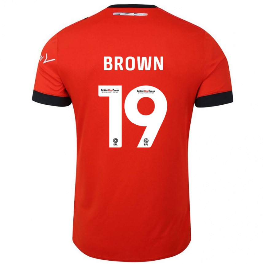 Kids Football Jacob Brown #19 Orange Black Home Jersey 2024/25 T-Shirt Nz