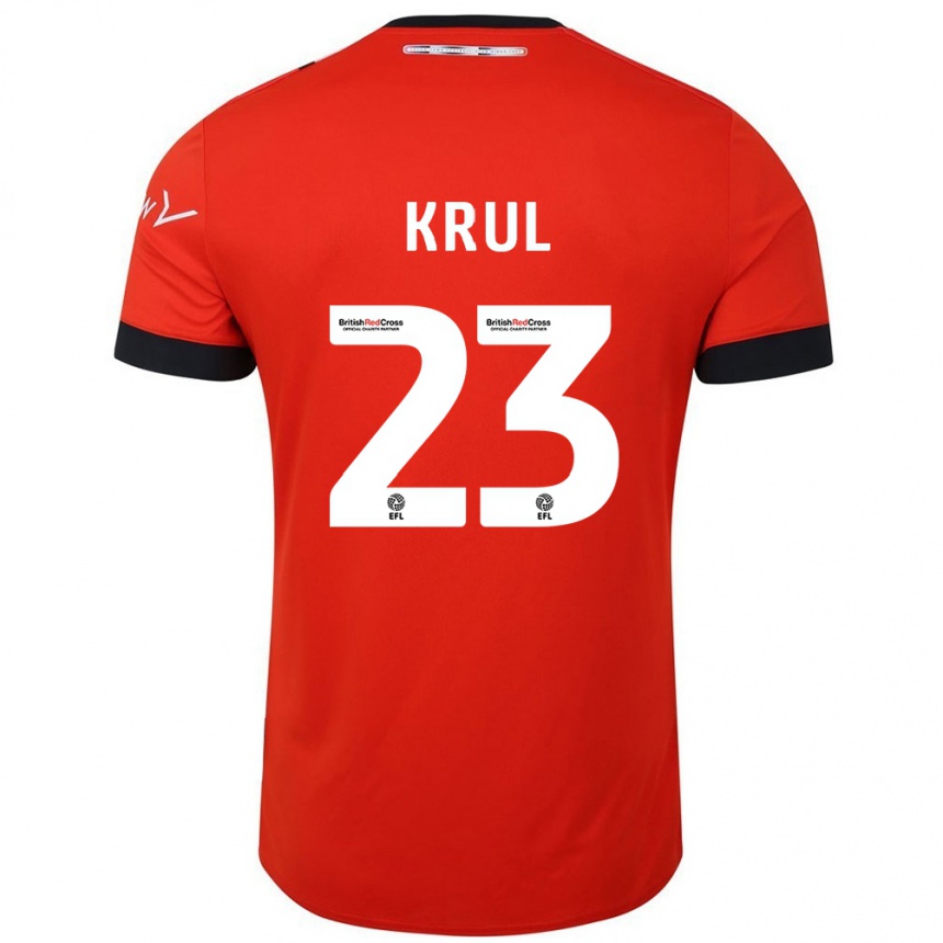 Kids Football Tim Krul #23 Orange Black Home Jersey 2024/25 T-Shirt Nz