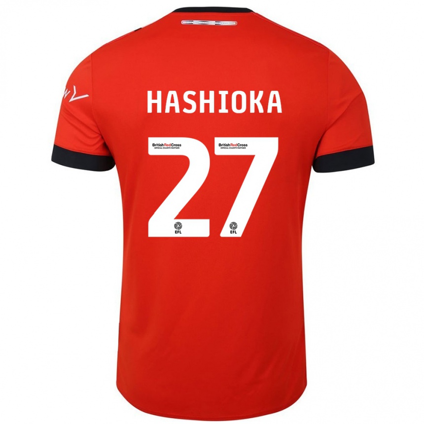 Kids Football Daiki Hashioka #27 Orange Black Home Jersey 2024/25 T-Shirt Nz