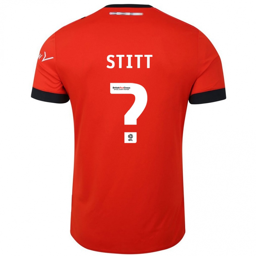 Kids Football Dylan Stitt #0 Orange Black Home Jersey 2024/25 T-Shirt Nz