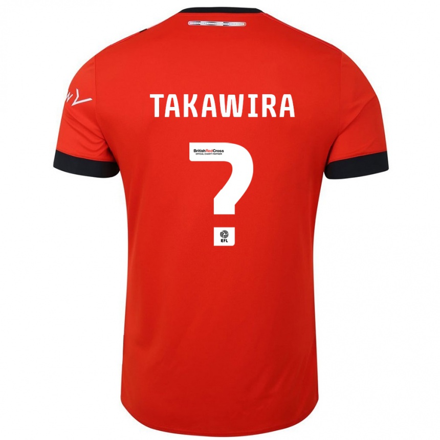 Kids Football Matthew Takawira #0 Orange Black Home Jersey 2024/25 T-Shirt Nz