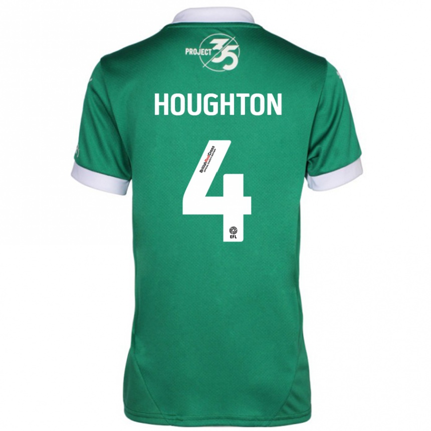 Kids Football Jordan Houghton #4 Green White Home Jersey 2024/25 T-Shirt Nz