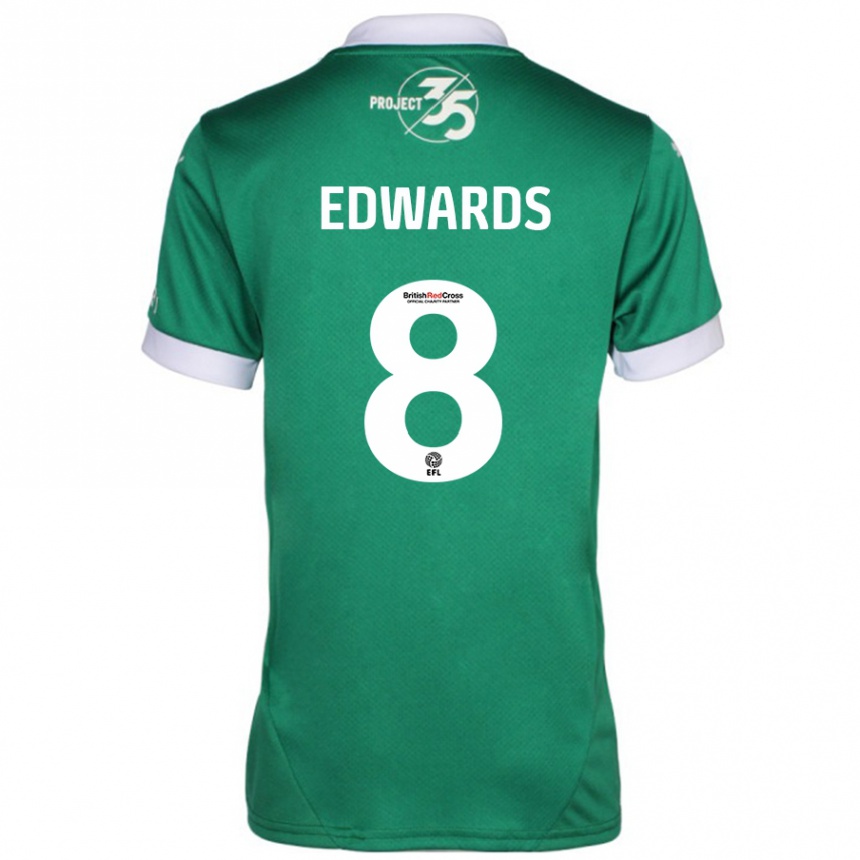 Kids Football Joe Edwards #8 Green White Home Jersey 2024/25 T-Shirt Nz