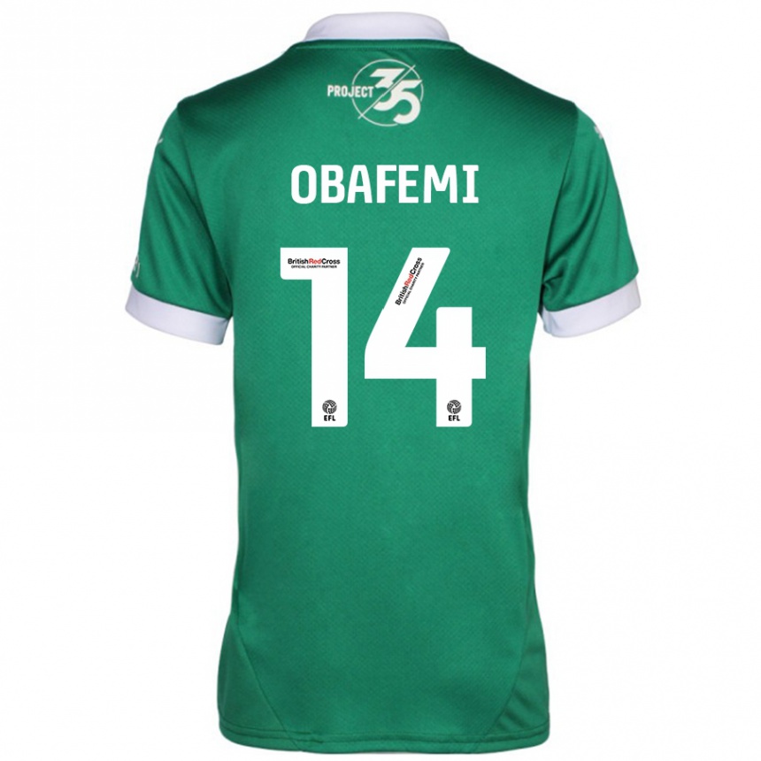 Kids Football Michael Obafemi #14 Green White Home Jersey 2024/25 T-Shirt Nz