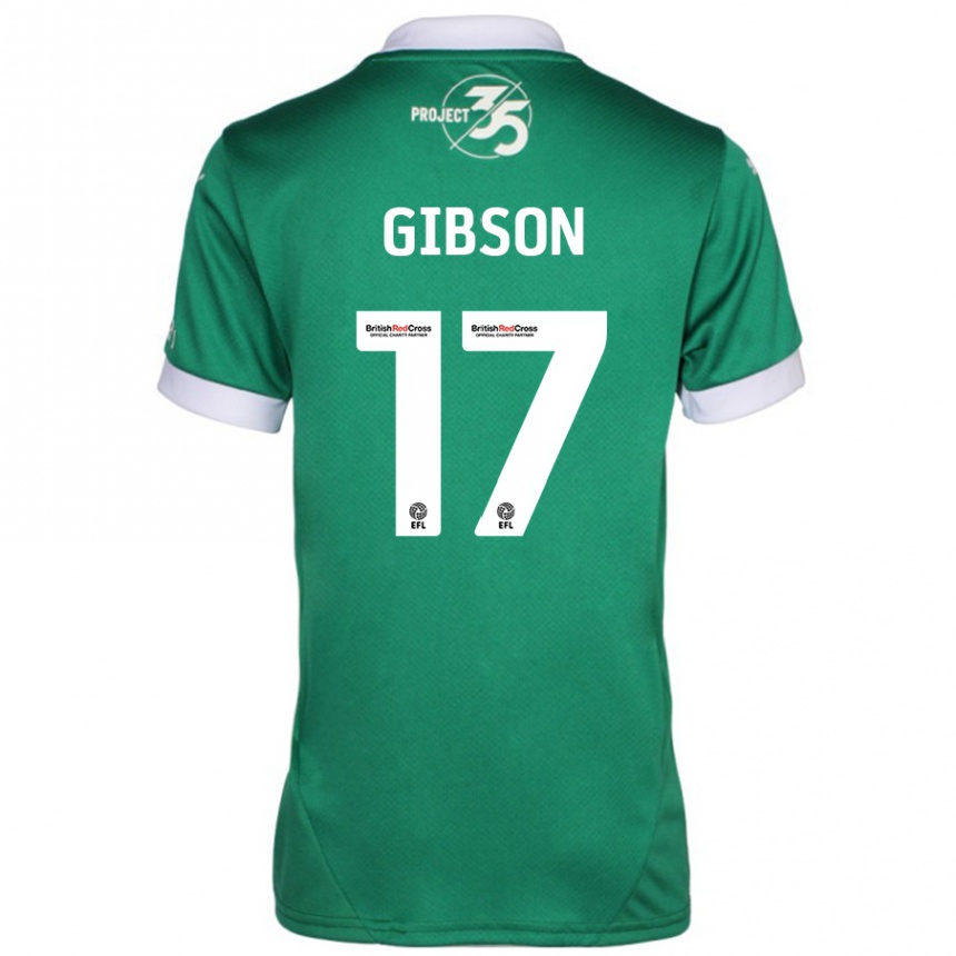 Kids Football Lewis Gibson #17 Green White Home Jersey 2024/25 T-Shirt Nz