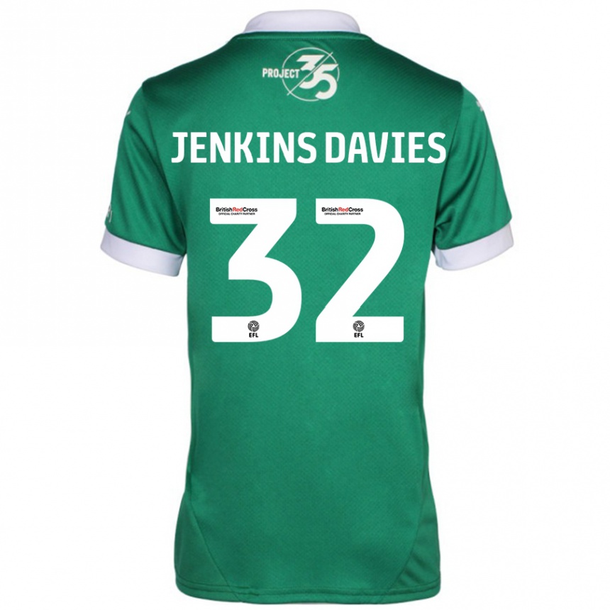 Kids Football Will Jenkins-Davies #32 Green White Home Jersey 2024/25 T-Shirt Nz