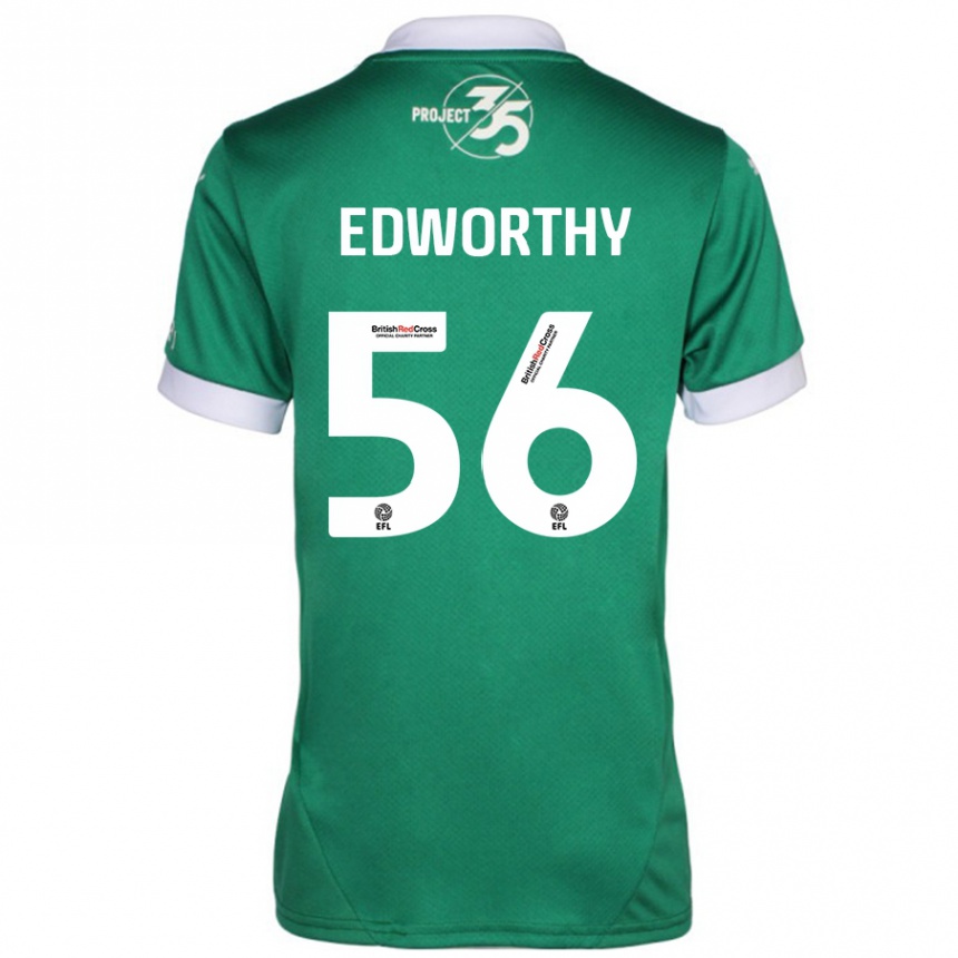 Kids Football Kieran Edworthy #56 Green White Home Jersey 2024/25 T-Shirt Nz