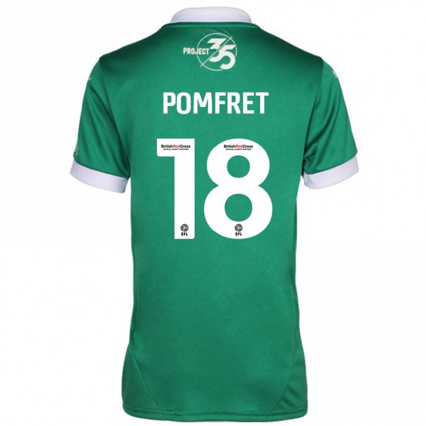 Kids Football Taya Pomfret #18 Green White Home Jersey 2024/25 T-Shirt Nz