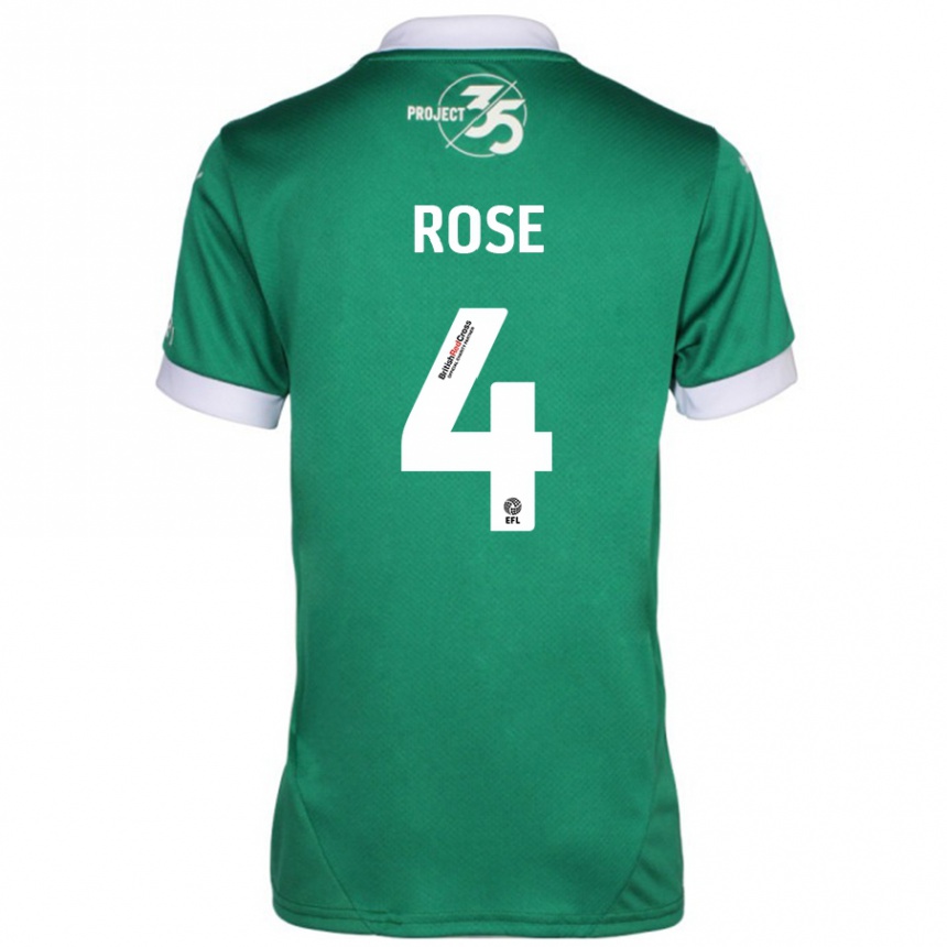 Kids Football Jemma Rose #4 Green White Home Jersey 2024/25 T-Shirt Nz