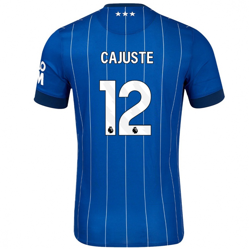 Kids Football Jens Cajuste #12 Navy Blue Home Jersey 2024/25 T-Shirt Nz