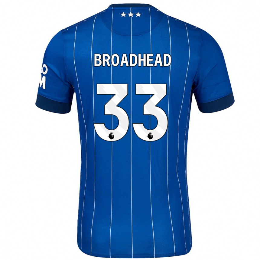 Kids Football Nathan Broadhead #33 Navy Blue Home Jersey 2024/25 T-Shirt Nz