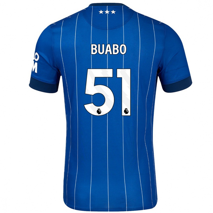 Kids Football Gerard Buabo #51 Navy Blue Home Jersey 2024/25 T-Shirt Nz