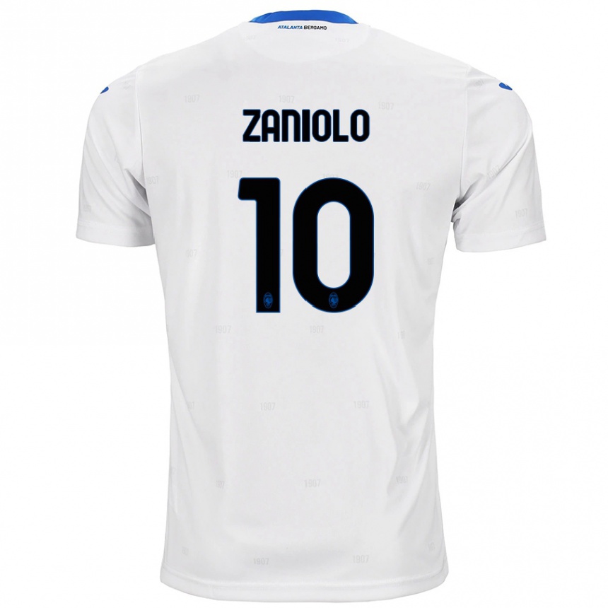 Kids Football Nicolò Zaniolo #10 White Away Jersey 2024/25 T-Shirt Nz